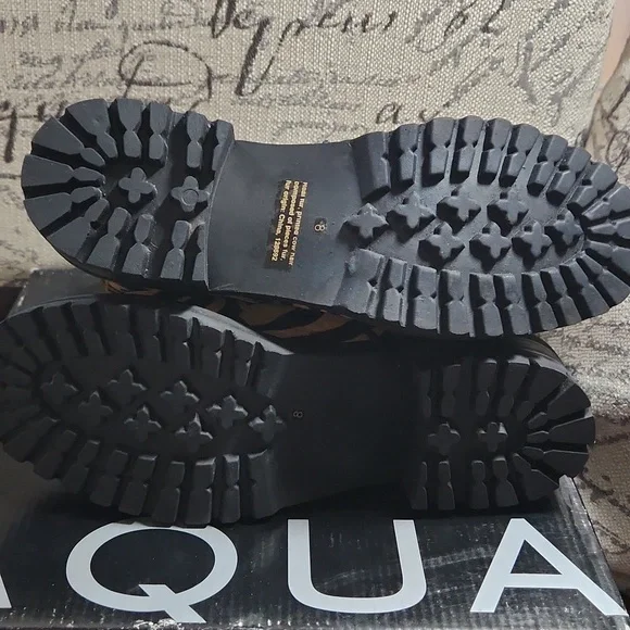 Aqua Women’s Tiger Print Jax Studded Hiker Combat Boots Lace Up Round Toe - Picture 5 of 5